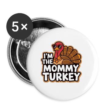 Maman Turquie Thanksgiving - Lot de 5 grands badges (56 mm) - blanc - Devant