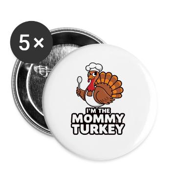 Maman Turquie Thanksgiving - Lot de 5 grands badges (56 mm) - blanc - Devant