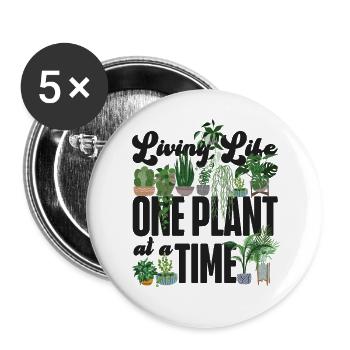 Amoureux des plantes Jardinage Vie vivante - Lot de 5 grands badges (56 mm) - blanc - Devant