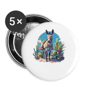 Âne Esel - Lot de 5 grands badges (56 mm) - blanc - Devant