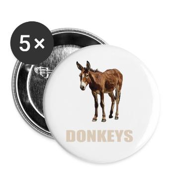 Donkey Esel - Buttons groß 56 mm (5er Pack) - Weiß - Vorne
