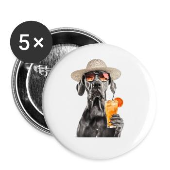 Deutsche Dogge - Buttons groß 56 mm (5er Pack) - Weiß - Vorne