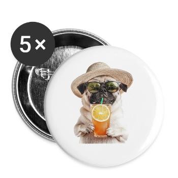 Mops - Buttons groß 56 mm (5er Pack) - Weiß - Vorne