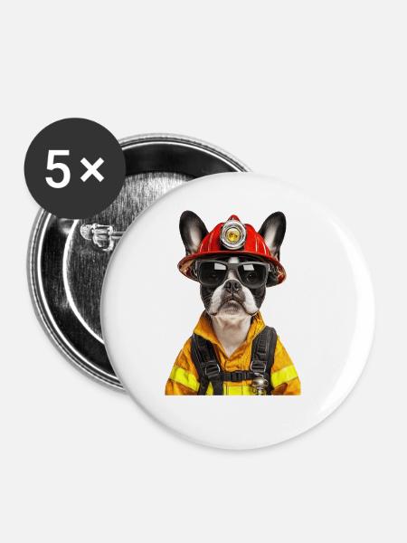 Boston Terrier - Buttons groß 56 mm (5er Pack) - Weiß
