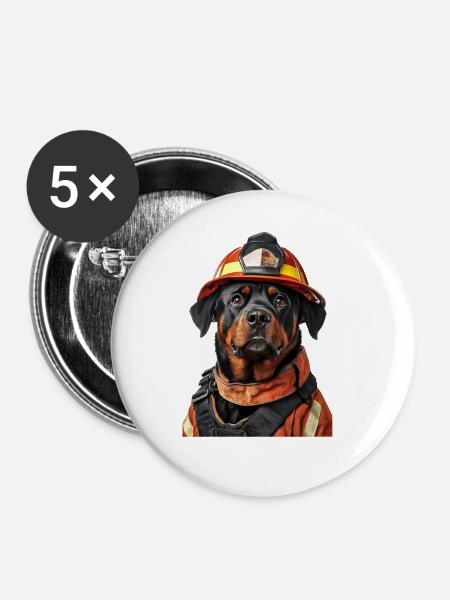 Rottweiler - Buttons groß 56 mm (5er Pack) - Weiß