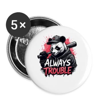 Gangster Panda Panda Panda Ours Pandas - Lot de 5 grands badges (56 mm) - blanc - Devant