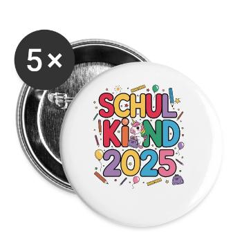 School Child 2025 School Enrollment Back to School - Buttons large 2.2''/56 mm (5-pack) - white - Front
