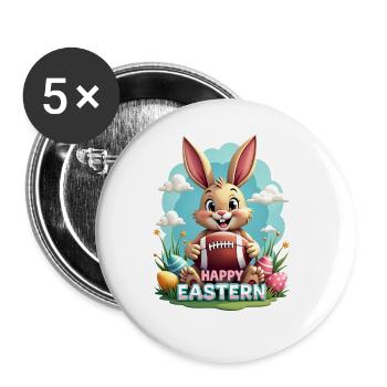 American Football Happy Eastern Easter Bunny Sports - Buttons large 2.2''/56 mm (5-pack) - white - Front