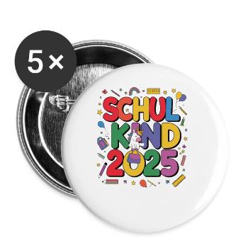 Écolier 2025 Inscription à l’école Retour à l’école - Lot de 5 grands badges (56 mm) - blanc - Devant