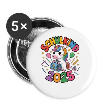 School Child 2025 School Enrollment Back to School - Buttons large 2.2''/56 mm (5-pack) - white - Front