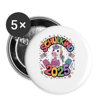 School Child 2025 School Enrollment Back to School - Buttons large 2.2''/56 mm (5-pack) - white - Front