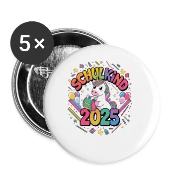 School Child 2025 School Enrollment Back to School - Buttons large 2.2''/56 mm (5-pack) - white - Front