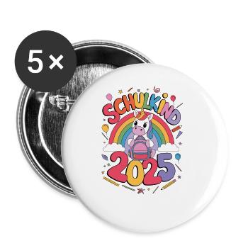 School Child 2025 School Enrollment Back to School - Buttons large 2.2''/56 mm (5-pack) - white - Front