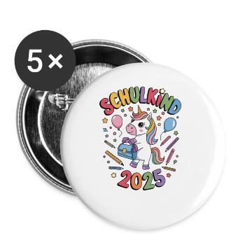 Écolier 2025 Inscription à l’école Retour à l’école - Lot de 5 grands badges (56 mm) - blanc - Devant