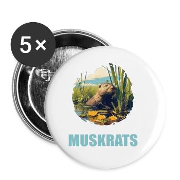 Bisamratten Bisamratte - Buttons groß 56 mm (5er Pack) - Weiß - Vorne