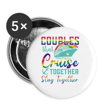 Schwule Kreuzfahrt LGBT Gaycation Cruising Urlaub - Buttons groß 56 mm (5er Pack) - Weiß - Vorne