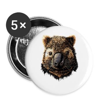 Wombat Australien Beuteltier Süßer Wombat - Buttons groß 56 mm (5er Pack) - Weiß - Vorne