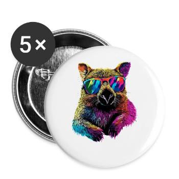 Wombat Australien Beuteltier Süßer Wombat - Buttons groß 56 mm (5er Pack) - Weiß - Vorne