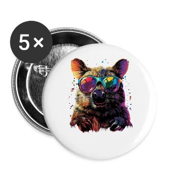 Wombat Australien Beuteltier Süßer Wombat - Buttons groß 56 mm (5er Pack) - Weiß - Vorne