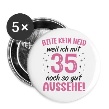 35. Geburtstag 35 Jahre Geburtstagsgeschenk Frauen - Buttons groß 56 mm (5er Pack) - Weiß - Vorne