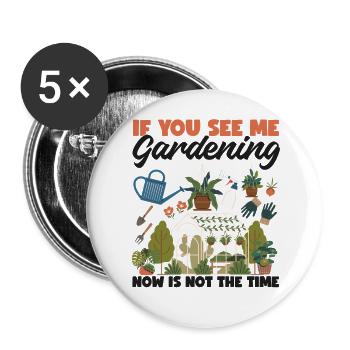 Amateur de plantes jardinant si vous voyez - Lot de 5 grands badges (56 mm) - blanc - Devant