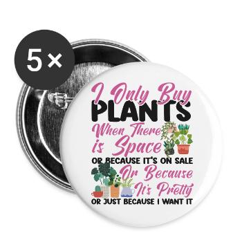 Amateur de plantes Jardinage Je n’achète que - Lot de 5 grands badges (56 mm) - blanc - Devant