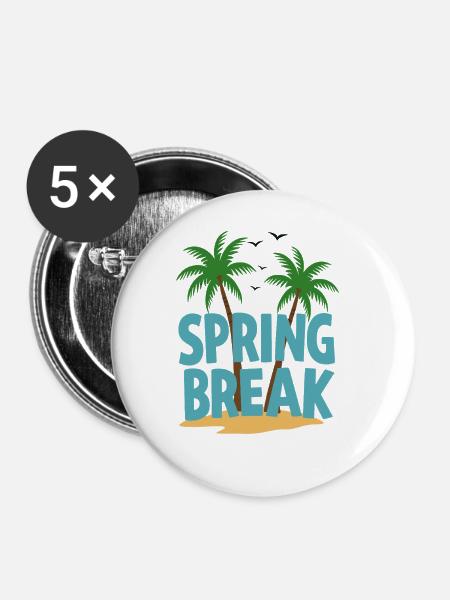 Spring Break Palmen Strand - Buttons groß 56 mm (5er Pack) - Weiß