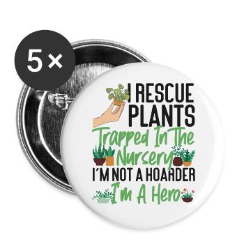 Amoureux des plantes Jardinage I Sauvetage - Lot de 5 grands badges (56 mm) - blanc - Devant