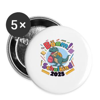 School Child 2025 School Enrollment Back to School - Buttons large 2.2''/56 mm (5-pack) - white - Front