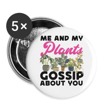 Amoureux des plantes Jardiner Moi Et Mon - Lot de 5 grands badges (56 mm) - blanc - Devant