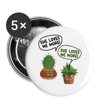Amoureux des plantes Jardinage Cactus - Lot de 5 grands badges (56 mm) - blanc - Devant