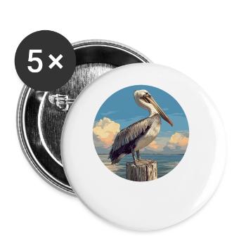 Pelicans Pelican - Buttons large 2.2''/56 mm (5-pack) - white - Front