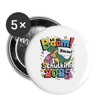Écolier 2025 Inscription à l’école Retour à l’école - Lot de 5 grands badges (56 mm) - blanc - Devant