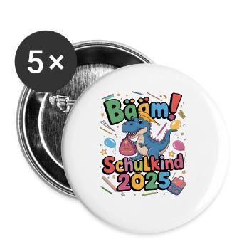School Child 2025 School Enrollment Back to School - Buttons large 2.2''/56 mm (5-pack) - white - Front