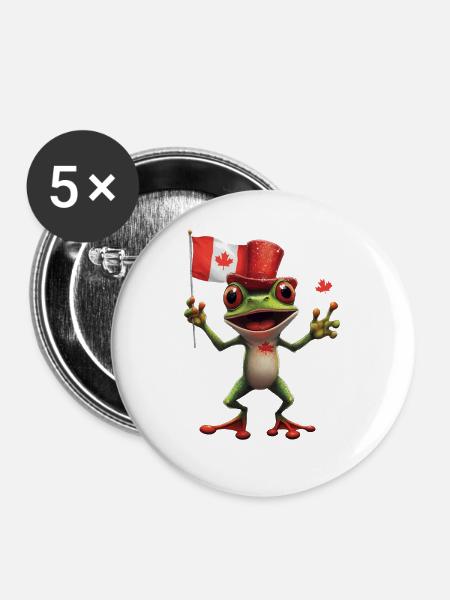Frosch - Buttons groß 56 mm (5er Pack) - Weiß