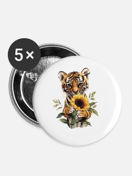 Gepard - Buttons groß 56 mm (5er Pack) - Weiß