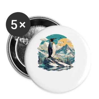 Penguins Penguin - Buttons large 2.2''/56 mm (5-pack) - white - Front