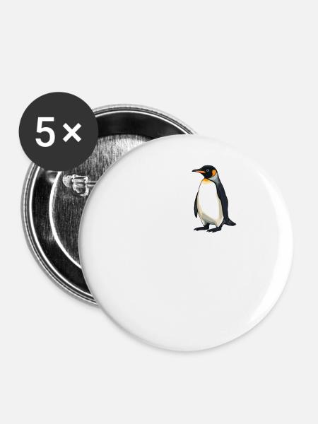 Pinguine Pinguin - Buttons groß 56 mm (5er Pack) - Weiß