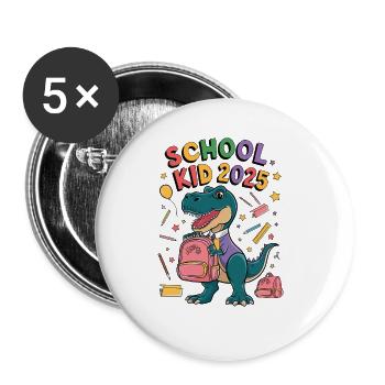 Écolier 2025 Inscription à l’école Retour à l’école - Lot de 5 grands badges (56 mm) - blanc - Devant