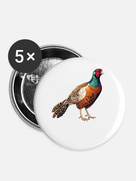 Fasane Fasan - Buttons groß 56 mm (5er Pack) - Weiß