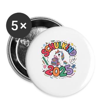 School Child 2025 School Enrollment Back to School - Buttons large 2.2''/56 mm (5-pack) - white - Front