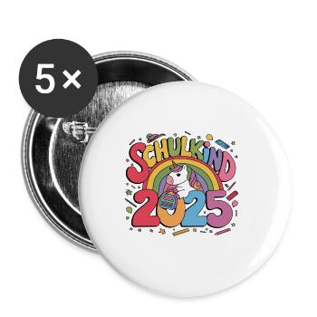 School Child 2025 School Enrollment Back to School - Buttons large 2.2''/56 mm (5-pack) - white - Front