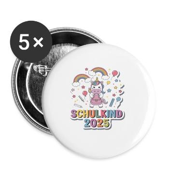 School Child 2025 School Enrollment Back to School - Buttons large 2.2''/56 mm (5-pack) - white - Front