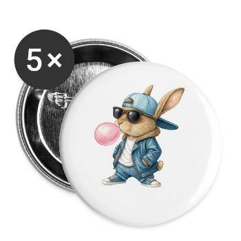 Cool Bunny Easter Bunny Bunny Rabbit Kids - Buttons large 2.2''/56 mm (5-pack) - white - Front