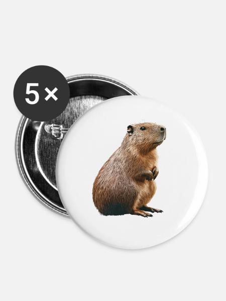 Wasserschwein - Buttons groß 56 mm (5er Pack) - Weiß