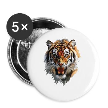 Tiger - Buttons groß 56 mm (5er Pack) - Weiß - Vorne