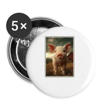Schweine Schwein - Buttons groß 56 mm (5er Pack) - Weiß - Vorne