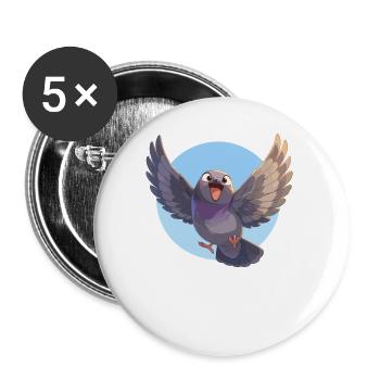 Tauben Taube - Buttons groß 56 mm (5er Pack) - Weiß - Vorne
