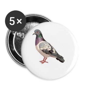 Tauben Taube - Buttons groß 56 mm (5er Pack) - Weiß - Vorne