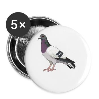 Tauben Taube - Buttons groß 56 mm (5er Pack) - Weiß - Vorne